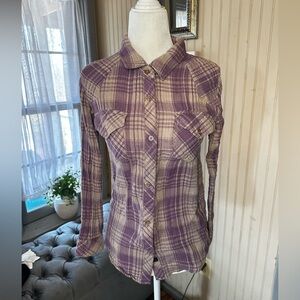Rails Purple Plaid Button Down Shirt Women’s XS Cotton Long Sleeve Granola Girl